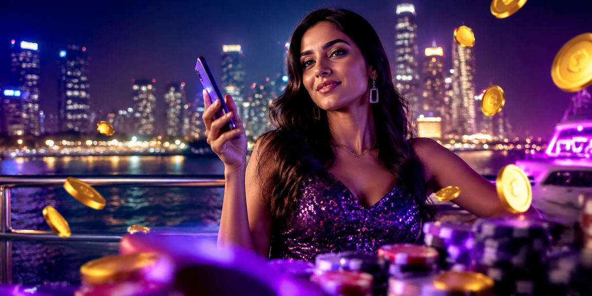 Mumbai player using mobile payment apps with neon highlights